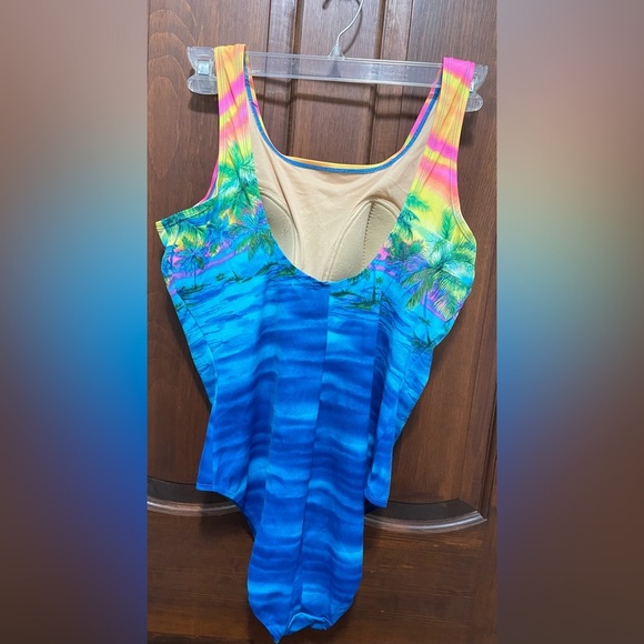 Disney one piece Tropical Blue Swimsuit with Palm Tree Design size 18 - Picture 3 of 6